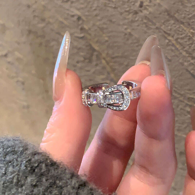 Real Gold Plated Zircon Horseshoe Buckle Open Exaggerated Light High-end Minimalist Style Index Finger Ring Versatile Hand Jewelry