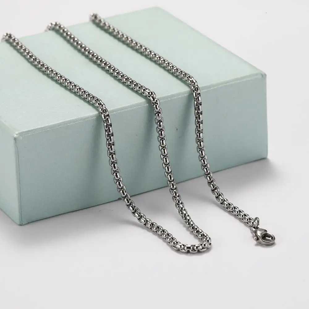 60cm Long Box Chain Necklace Stainless Steel Statement 2-4mm Thick Chains Jewelry Gift for Men Women Wholesale XJ250708