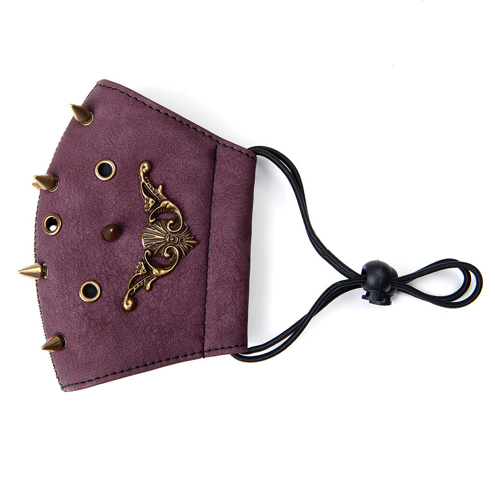 Halloween Punk PU Leather Anti-Haze with Filter Chip Dustproof PM2.5 Face Mask Lightweight ddmymoon