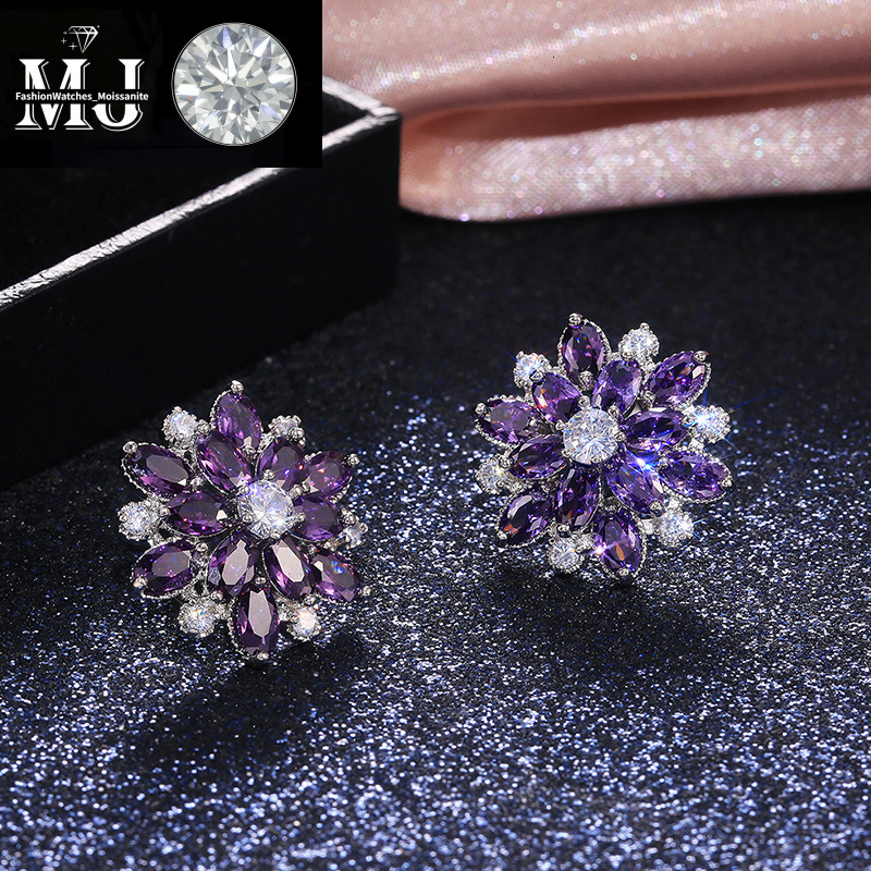 Summer Beach Moissanite wer Earrings For Women Sterg Sier Double Shining CZ Zircon Dia Stud Earring brincos Wedding Party Gifts