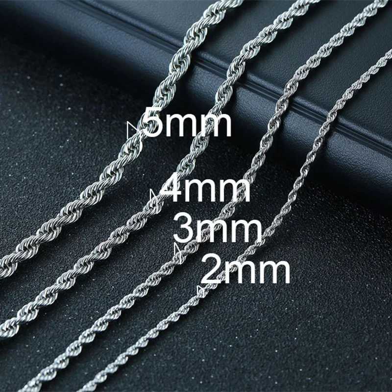 2-5mm Rope Chain Necklaces for Men Women Twisted Singapore Links Choker Basic Casual Punk Rock Stainless Steel Mens Collar XJ250708