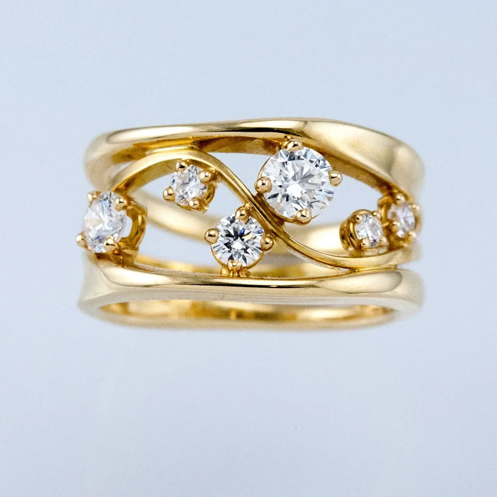Gold Cube Zirconia Ring Bridal Wedding Fashion Ladies Beautiful Gifts Valentines Day Jewelry for Wife 250728