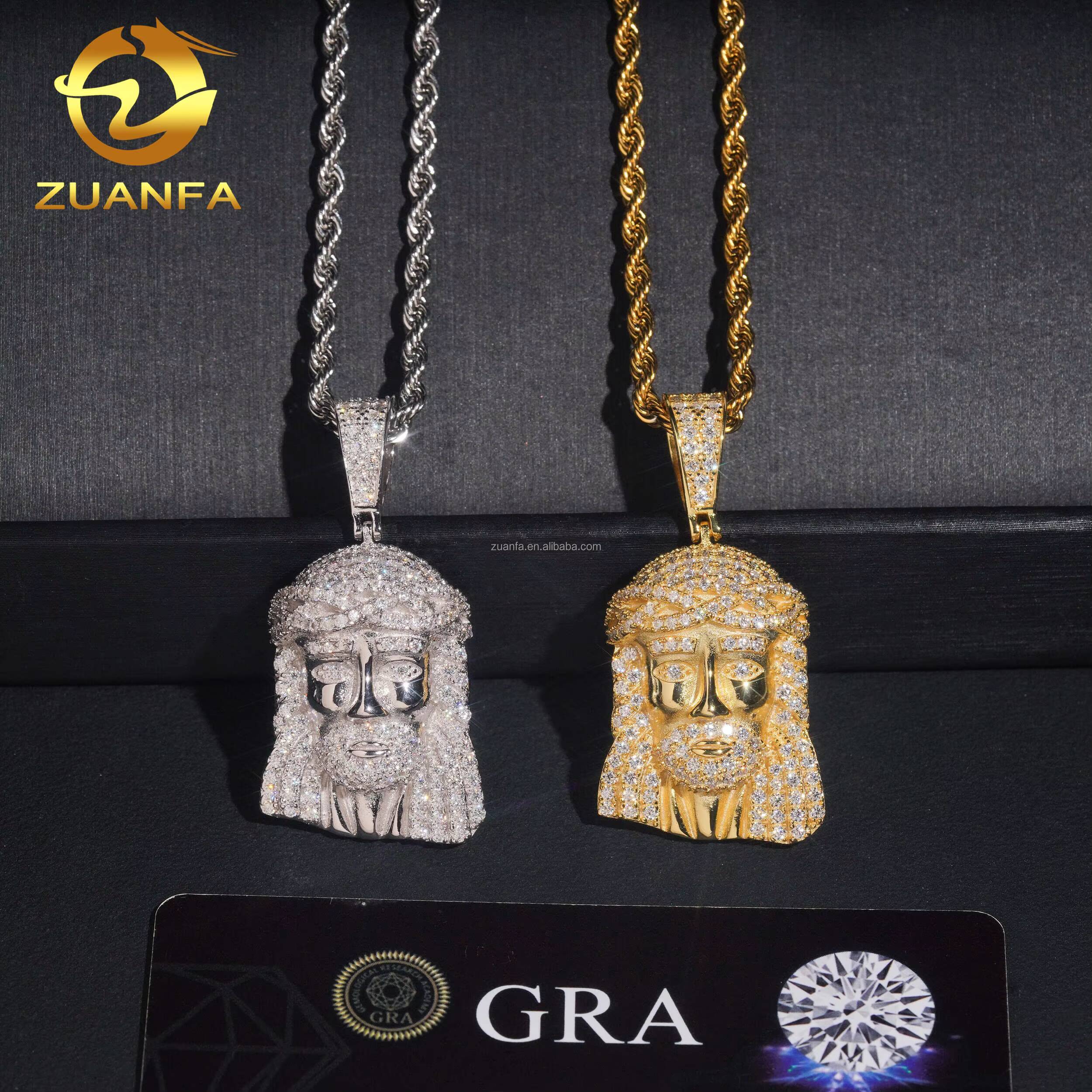 Bulk Stock Drop Shipping Hot Selling Fashion Jewelry Hip Hop Pendant 925 Sterling Silver VVS Moissanite Diamond Jesus Pendant