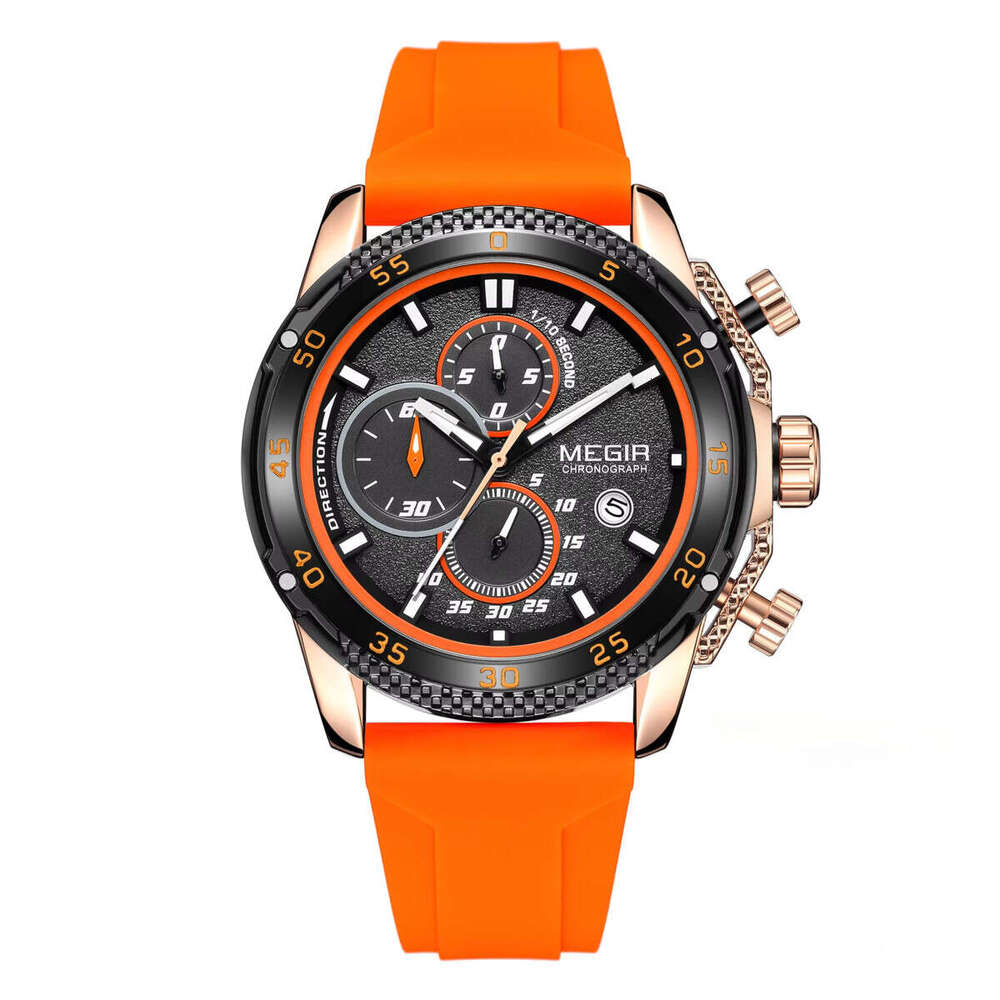 DHgargets MEGIR Men's Sports Watch - Chronograph, Luminous,Waterproof, Silicone Strap, Digital-Analog Wristwatch