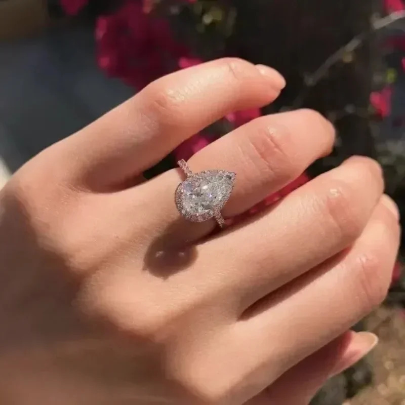 Water Drop Shaped Zirconia Proposal Ring for Women Wedding Party Accessories Temperament Jewelry Engagement Ceremony 250728