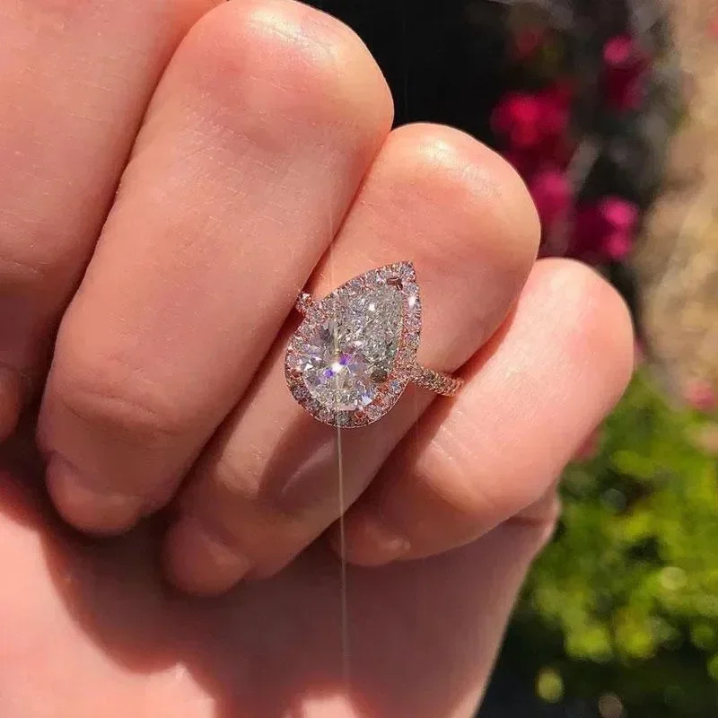 Water Drop Shaped Zirconia Proposal Ring for Women Wedding Party Accessories Temperament Jewelry Engagement Ceremony 250728