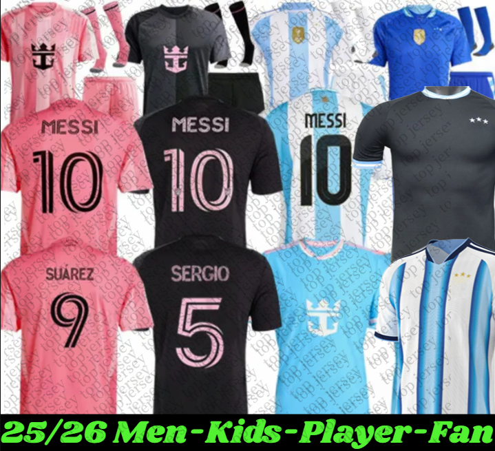 2025 Argentinas 50th Miamis Soccer Jerseys MeSsIs 25 26 MARTINEZ DI MARIA MARADONA FERNANDEZ DE PAUL J.ALVAREZ MAC ALLISTER ROMERO men kids Kits sock sets football