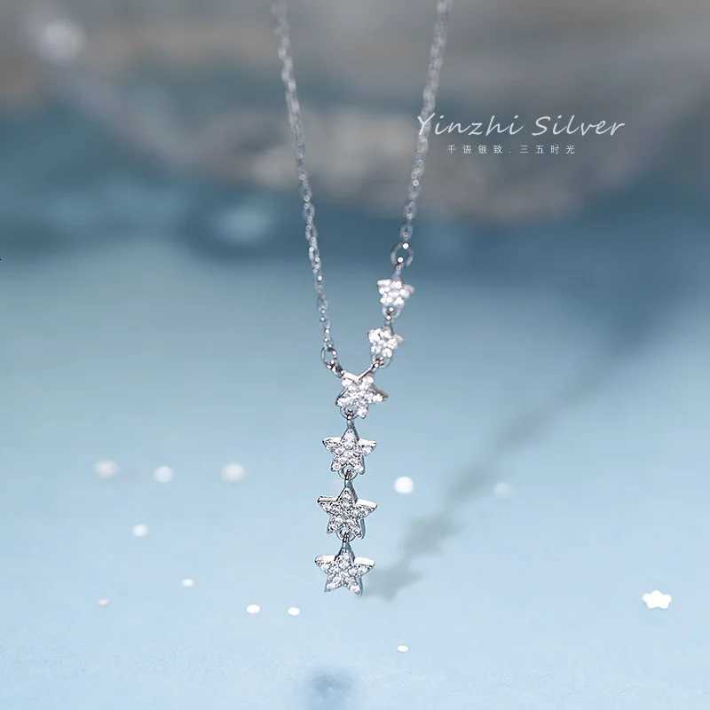 Star Tassel Pendant Necklace 925 Sterling Silver Clavicle Chain for Womens Fine Jewelry Z250910