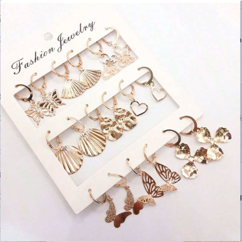 2025 Cute 9-Pair Set Earrings Fashion Accessories