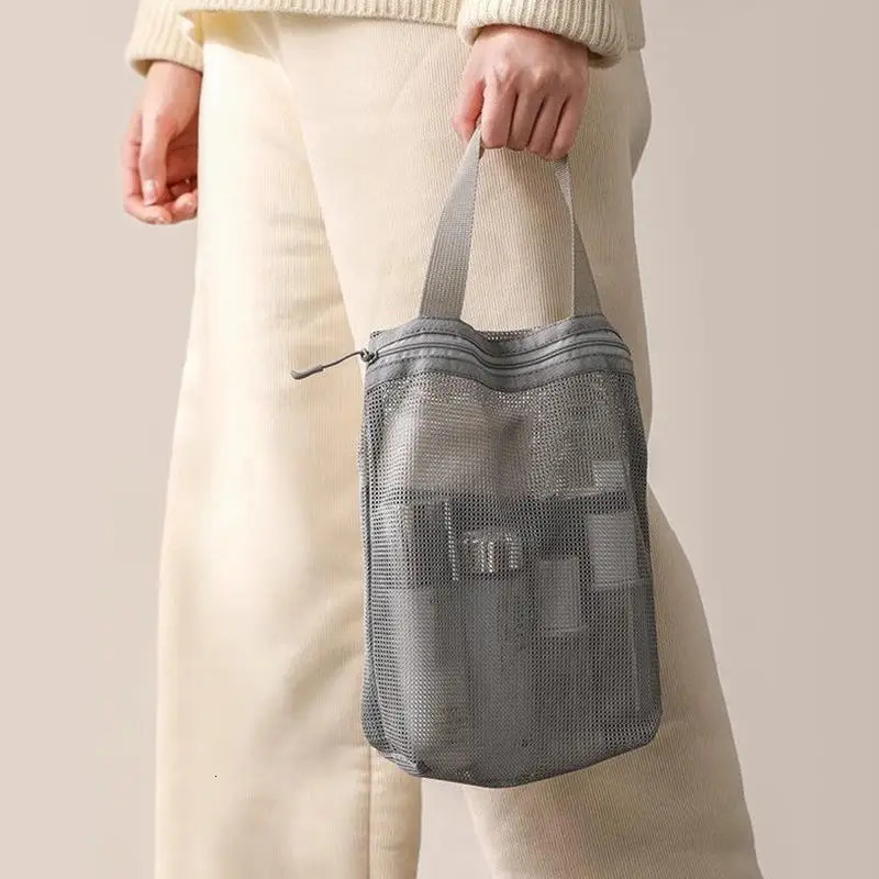 Large Capacity Storage Bag Shopping Bag Portable Toiletry Bag With Handy Handle Summer Beach Swimming Mesh Storage Bag 250723