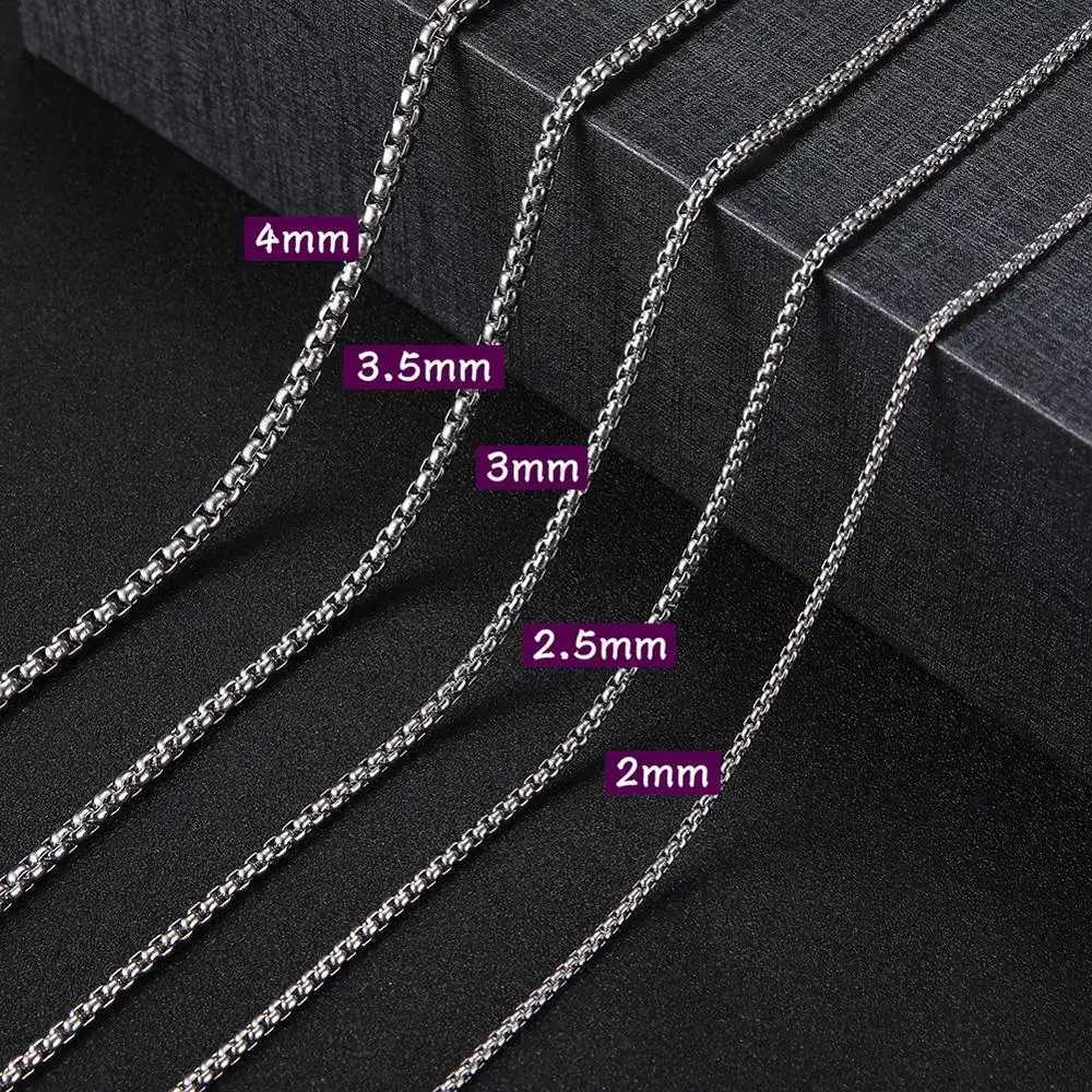 Skyrim Fashion Long Box Chain Necklace Stainless Steel Basic Punk 2-7mm Thick Chains Jewelry Gift for Men Women Wholesale XJ250708
