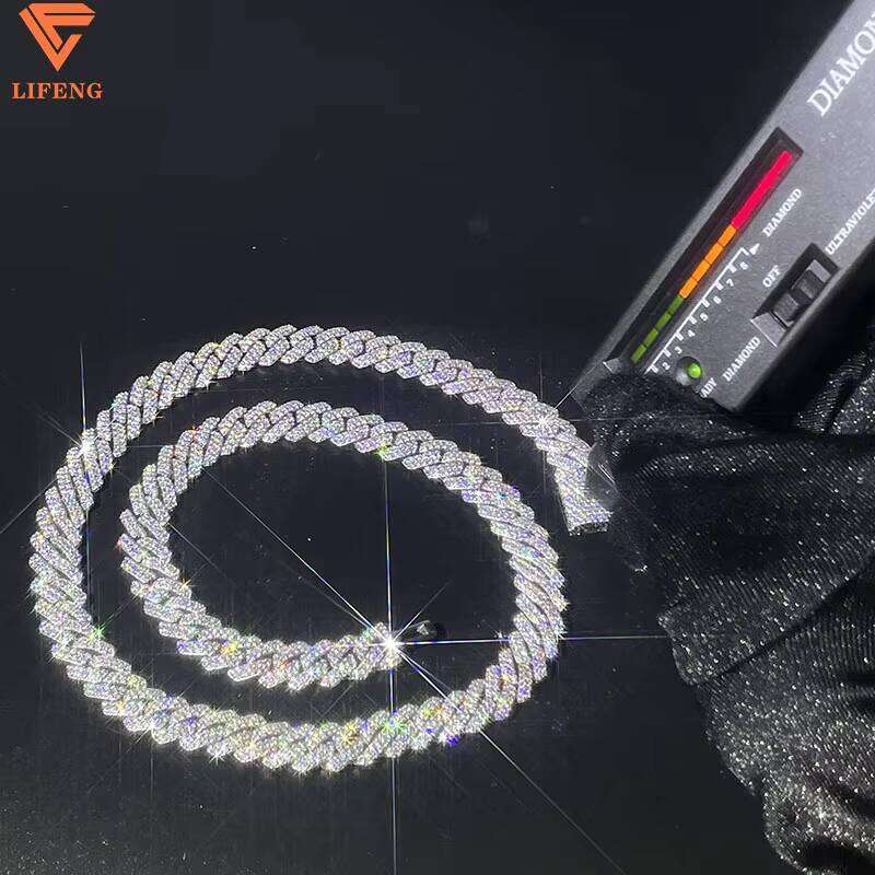 Hot Sale 10mm S Sier Cuban Link Chain VVS Moissanite Iced Necklace GRA Certificate Hip Hop Jewelry Featuring Dia Gold