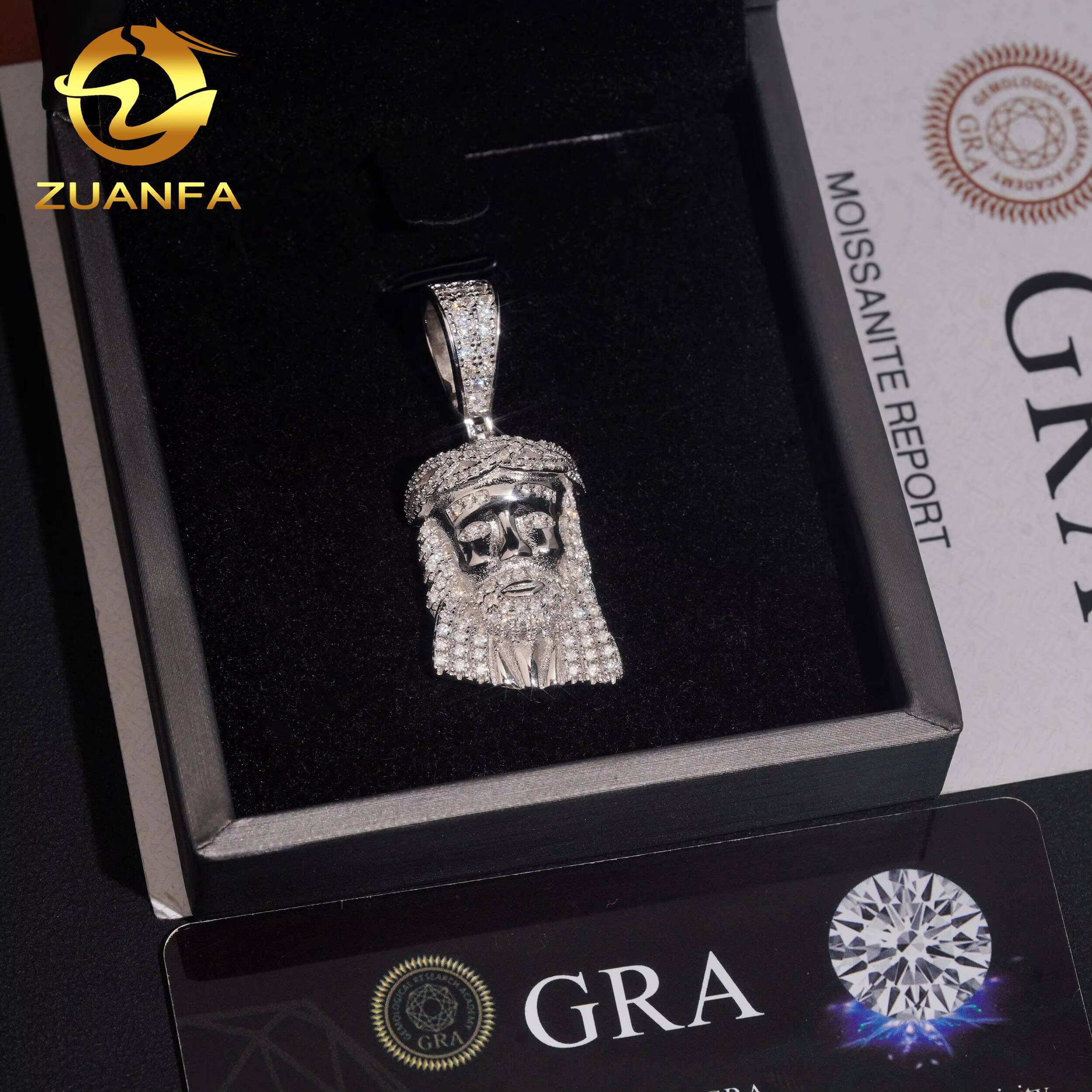 Small Jesus Piece Real Gold Vermeil Iced Out Jewelry Rapper Custom Moissanite Pendant Jesus Pendant Pass Diamond Tester