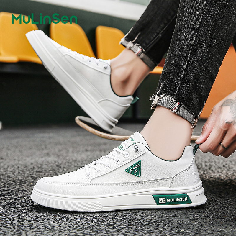 Mulinsen men's summer breathable soft-soled mesh white shoes sports leisure mesh panel shoes men's hollow trendy shoes