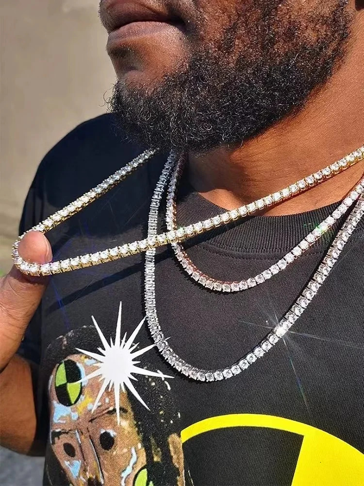 Hip Hop Acrylic Crystal Tennis Chain Necklace For Men Rock Choker Necklace For Women Fashion Party Jewelry Gift 250722