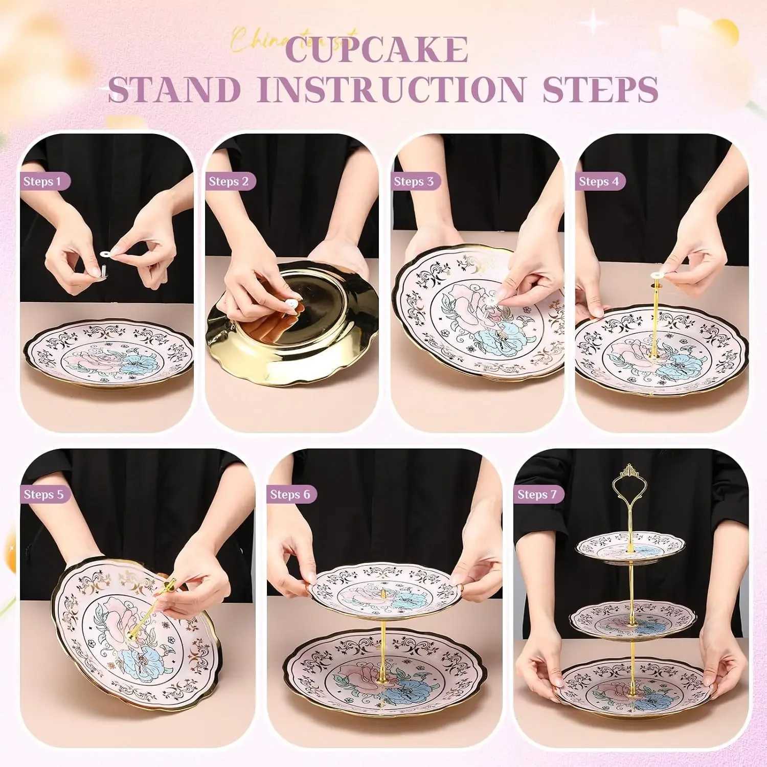 21pcs Set with Metal Holder and Cupcake Stand Ceramic Tea Pot Cups Saucers Cupcake Tier Tower European Tea Set for Women Girls X250728