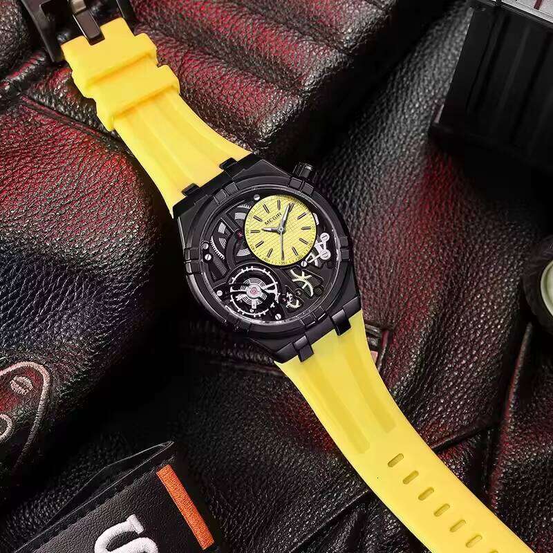 DHgargets MEGIR 8111 Dopamine Watch - 45mm Silicone Strap, Luminous, Waterproof 30M, Japanese Miyota Quartz, Fashion Unisex Watch