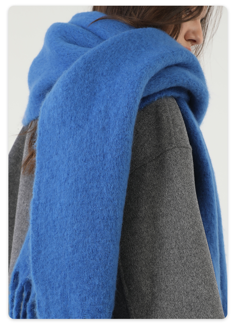 Mohair Scarf Winter Women White Large Scarf Soft Pure Color Scarf Tassel Neck Warmer High-end Gift Box 250726