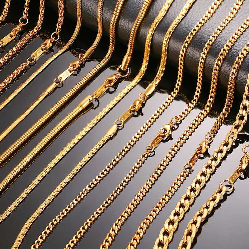 Vnox Men Women Necklace Gold Color Snake Miami Cuban Wheat Spike Paima Link Round Box Curb Chain 24 Choker XJ250708