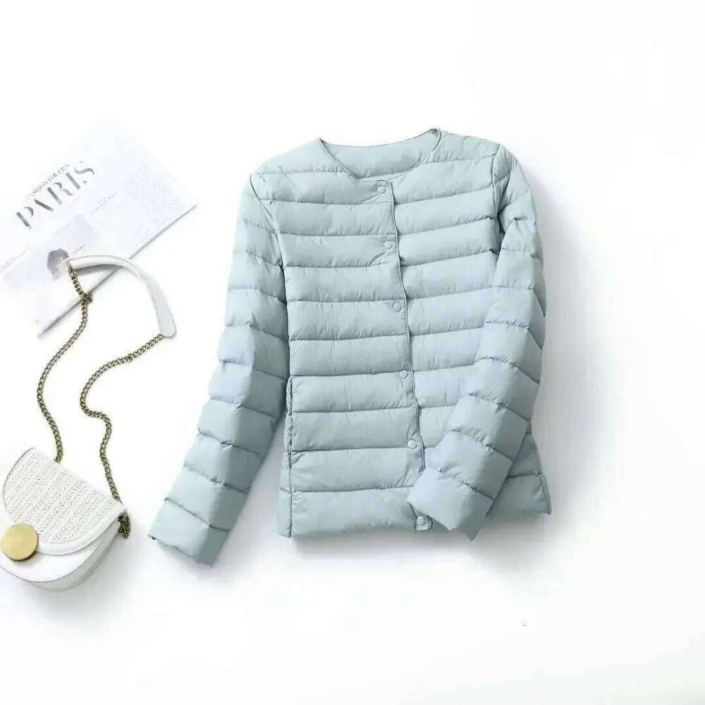 2024 New Women Liner Duck Down Jacket O-Neck Variable V-Neck Female Fall Spring Autume Collarless Light Quilted Puffer Coat