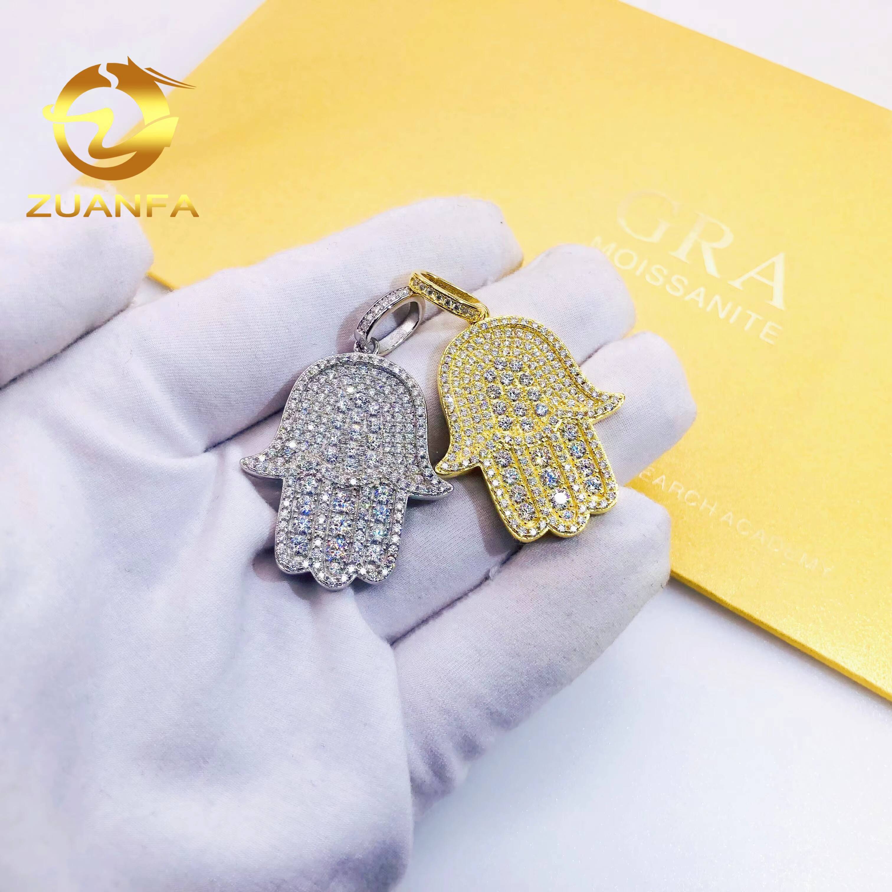 Wholesale Price Sterling Silver 925 Custom Vvs Moissanite Diamond Hip Hop Iced Out Jewelry Wing Pendant