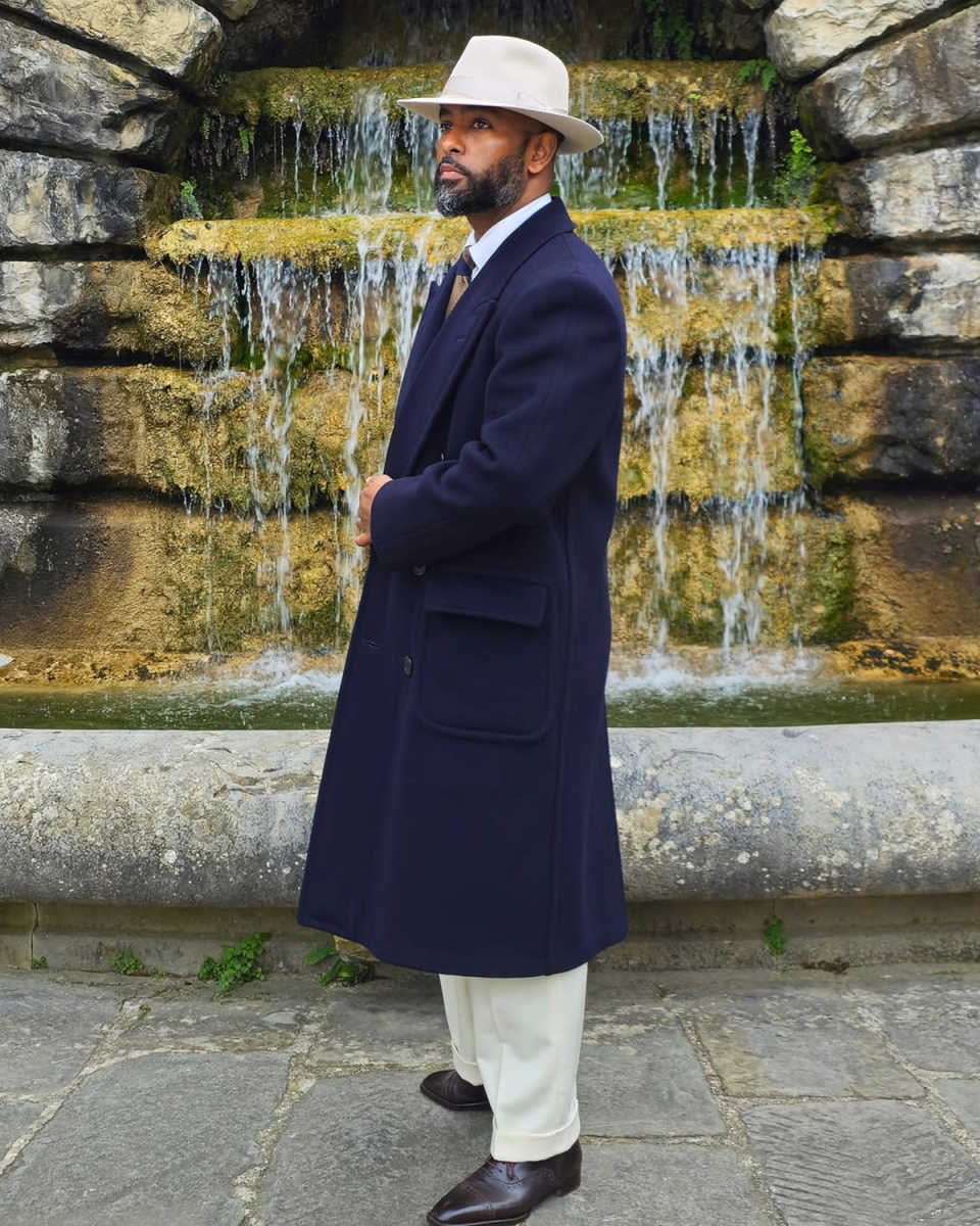 Classic Men Long Coat Wool Blends Peaked Lapel Warm Overcoat Fashionable Double Breasted Plus Size Business Blazers Customized