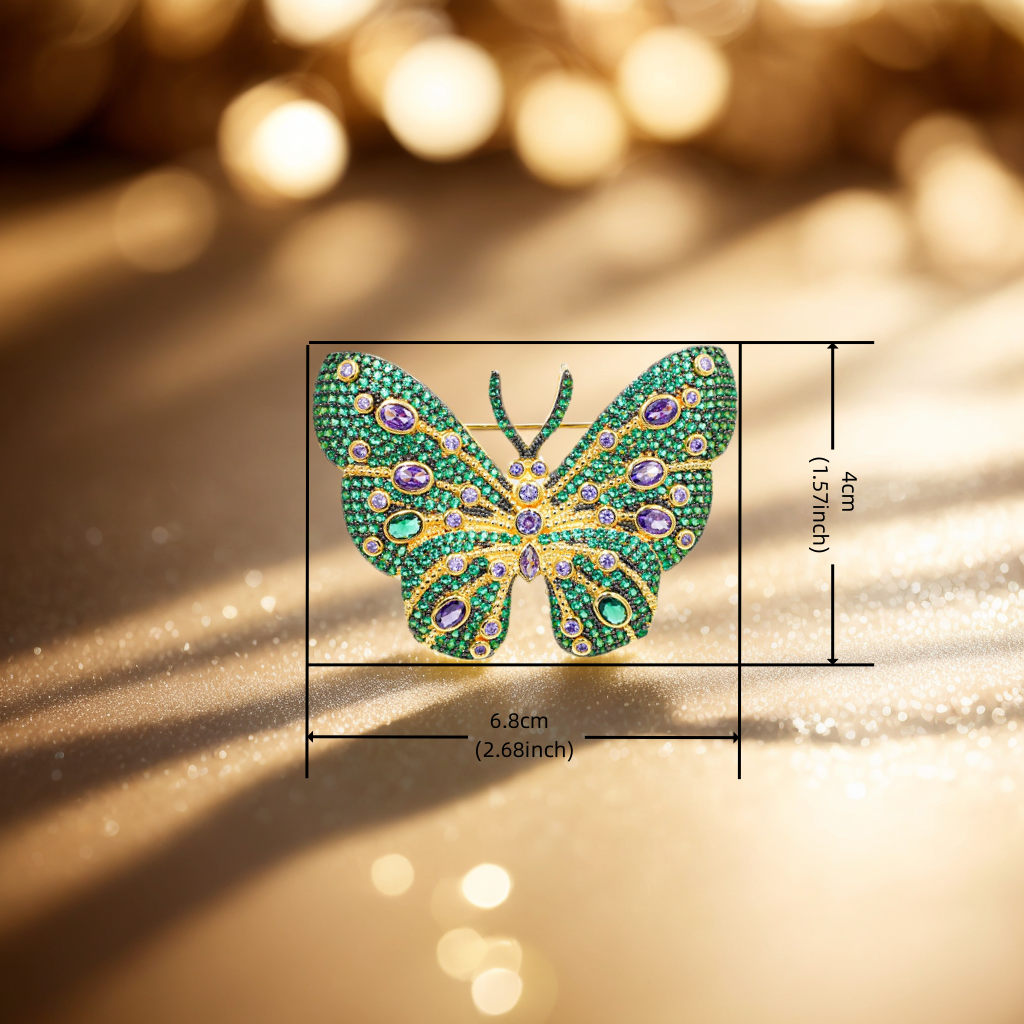 Elegant 18K Gold Plated Butterfly Brooch Luxury Composite Metal Lapel Pin