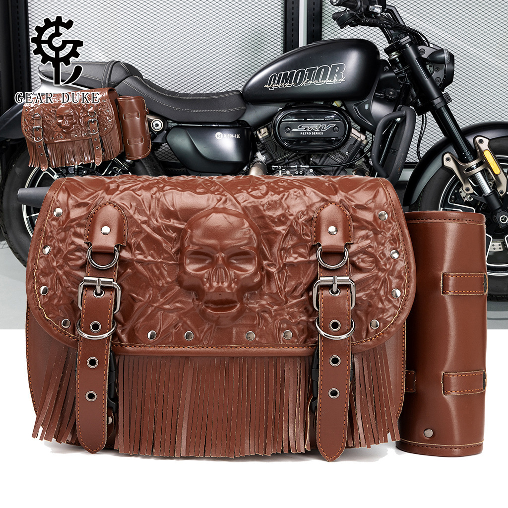 Culture Peripheral Dark Rock Motorcycle Skull Rivet Side Bag Harley Modification Gear ddmymoon
