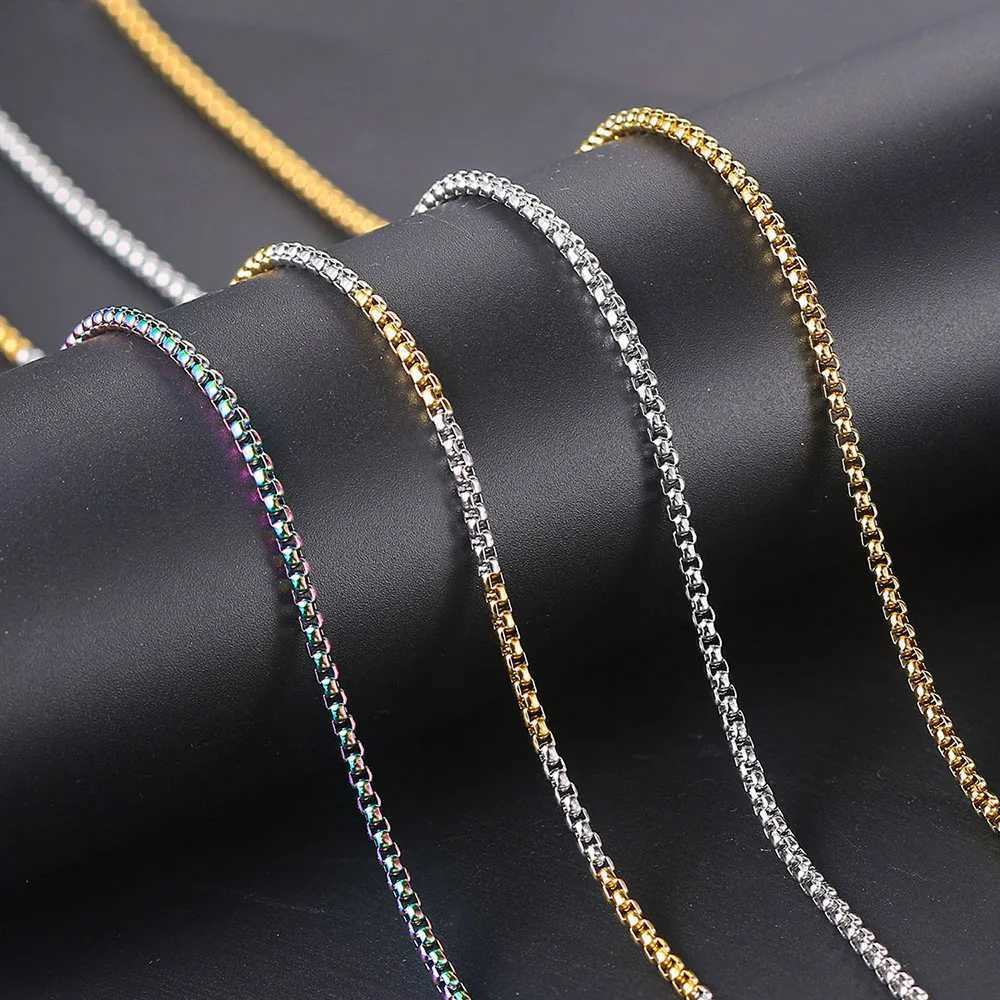 3mm Width 60cm Length Stainless Steel Round Box Chain For Men Boys Square Rolo Necklace Women Hip Hop Jewelry Gifts C021 XJ250708