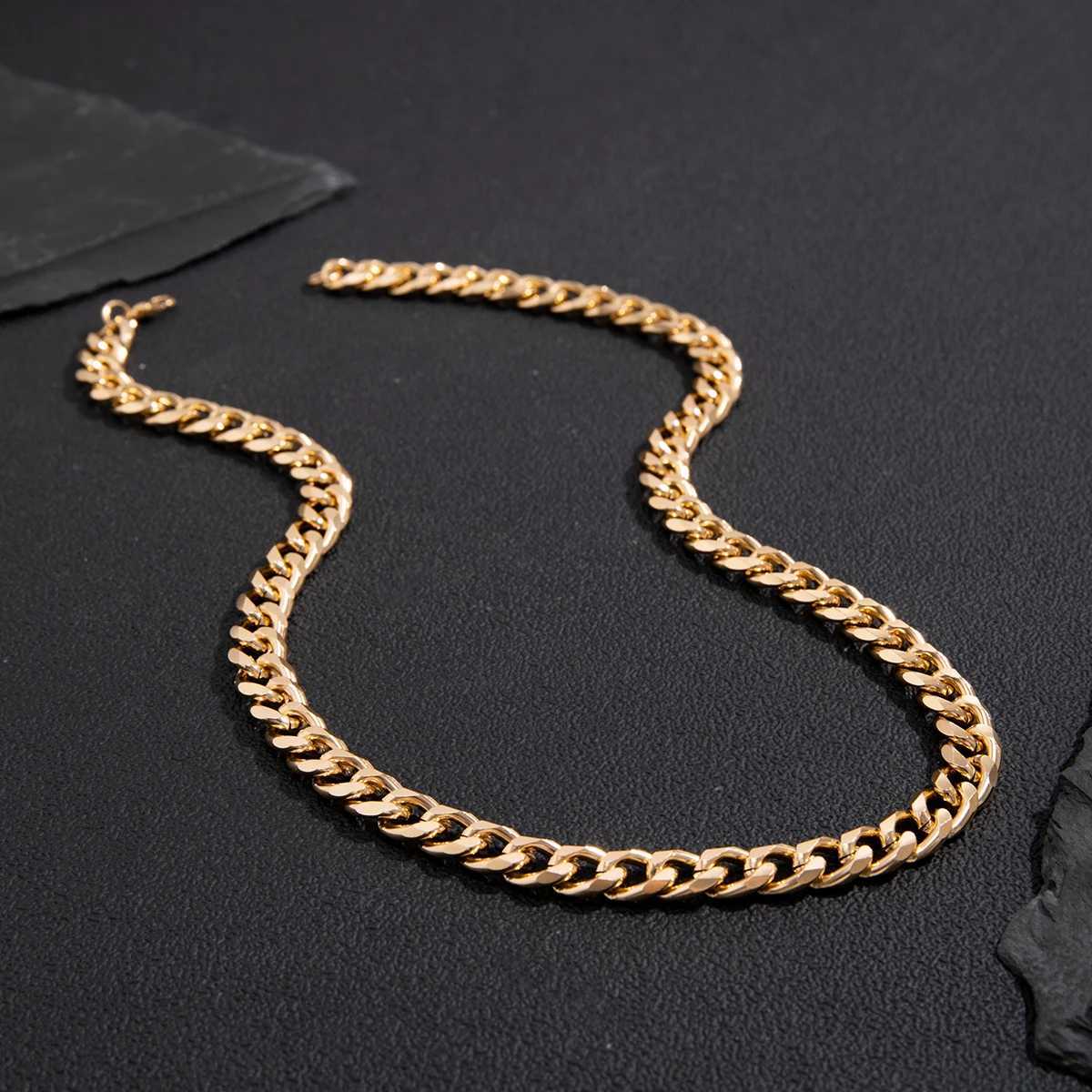 PuRui Simple Cuban Chain Necklace for Men Gold Color/Black Metal Aluminum Chain On The Neck Choker Jewelry Party DIY Gift XJ250708