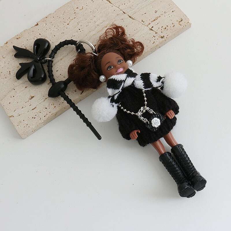 Bag Charms Bag Pendant High-End Fashionable Black Doll Keychain Backpack Strap
