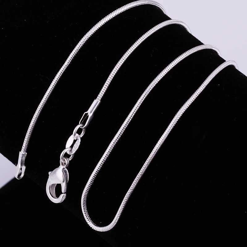 10PCS LOT Wholesale 925 Sterling Silver 16/18/20/22/24/26/28/30 Inch 1mm Snake Chain Necklace For Women Men Fashion Jewelry XJ250708