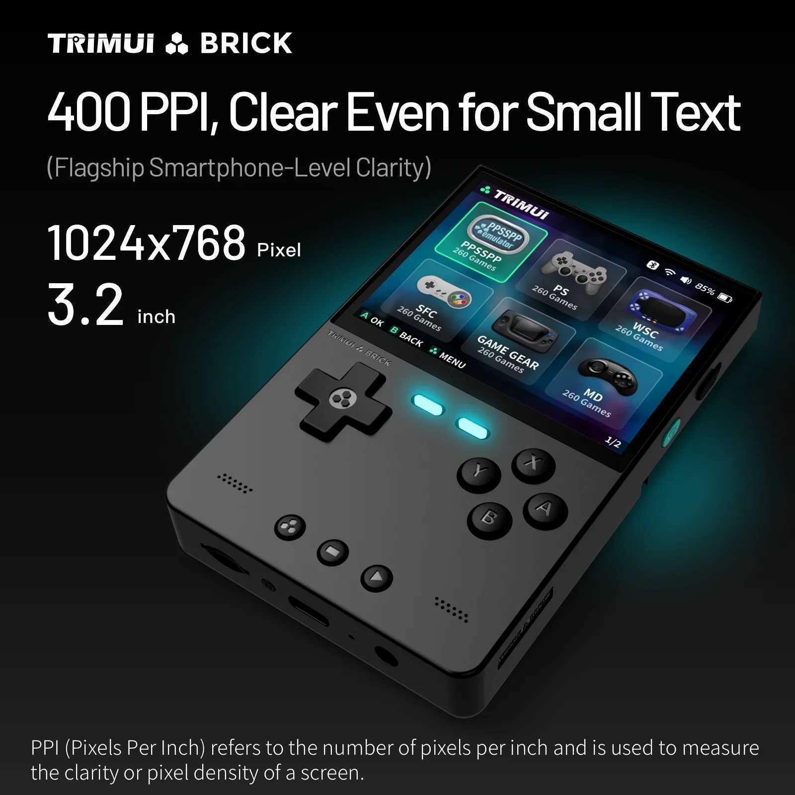 TRIMUI BRICK Handheld Game Console 3.2 IPS Sn A133P Linux System Trimui UI Metal Back Panel Key LED Lighting Keycaps S250628