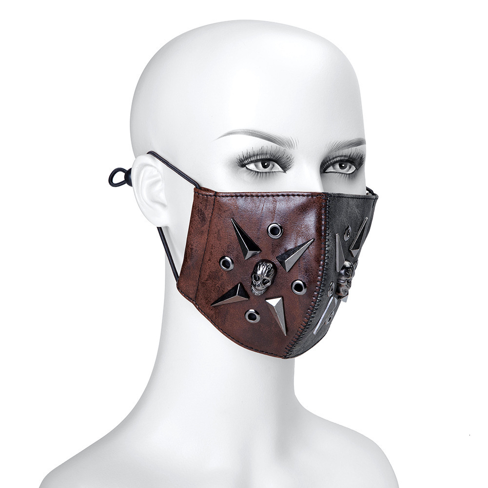 Punk Halloween PU Leather Protective with Filter Dustproof PM2.5 Haze Adult Face Mask ddmymoon