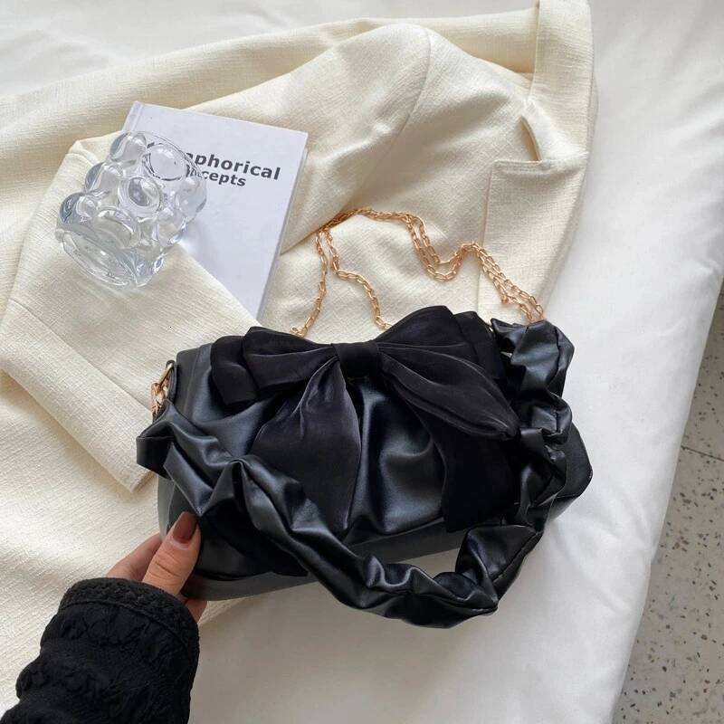 Fashion casual chain crossbody cute bow shoulder underarm bag
