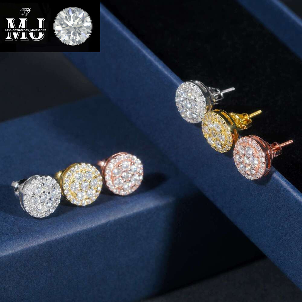 Gra Certificate Pass Dia Tester Iced Out Hip Hop Popular Sterg Sier VVS Moissanite Stud Earrings