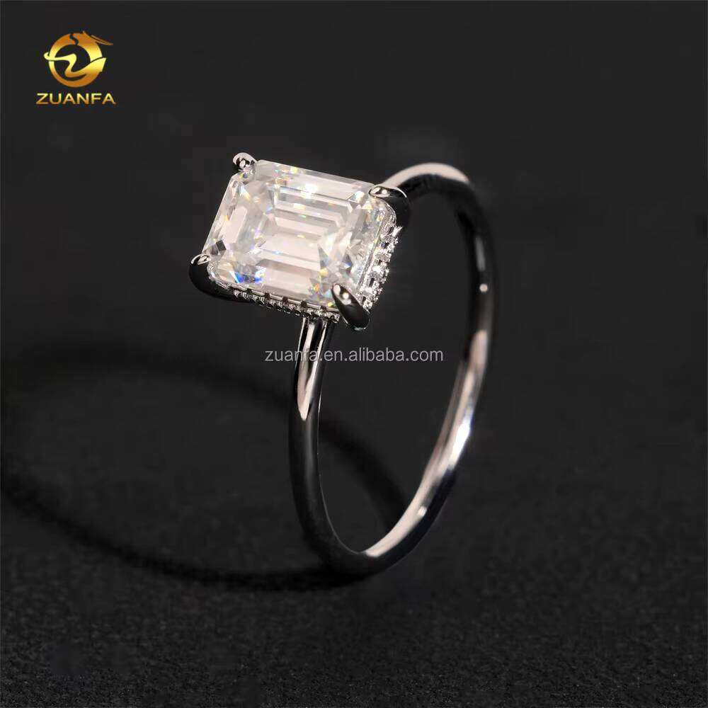 Hidden Halo Elegant Bride Wedding Jewelry Silver Emerald Diaspore Engagement Ring for Women with GRA Certificate