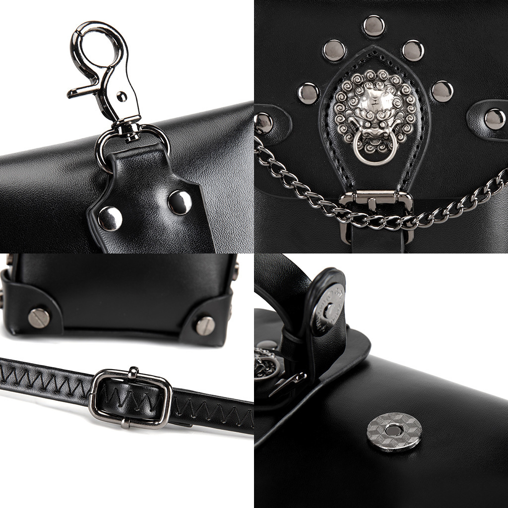 Small Square Steampunk Metal Decor Chain Coin Purse Phone Crossbody Bag ddmymoon