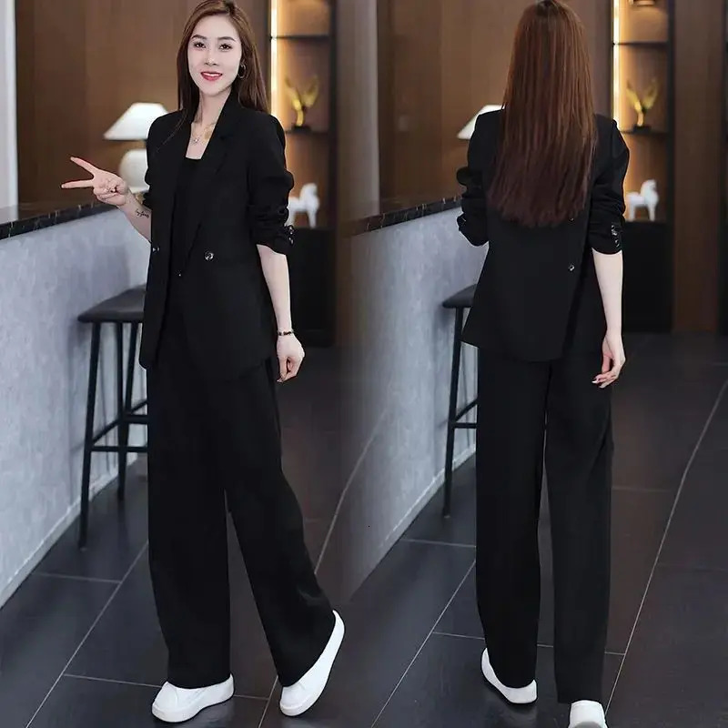 Spring Fashionable and Stylish Professional Suit Two Piece Set Korean Elegant Casual Pants Set 250728