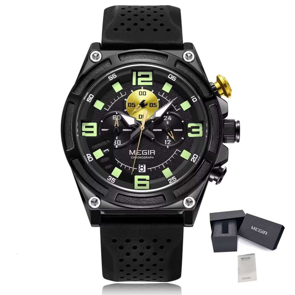 MEGIR Men's Sports Chronograph Watch - 47mm Silicone Strap, Waterproof, Luminous - Bulk Wholesale