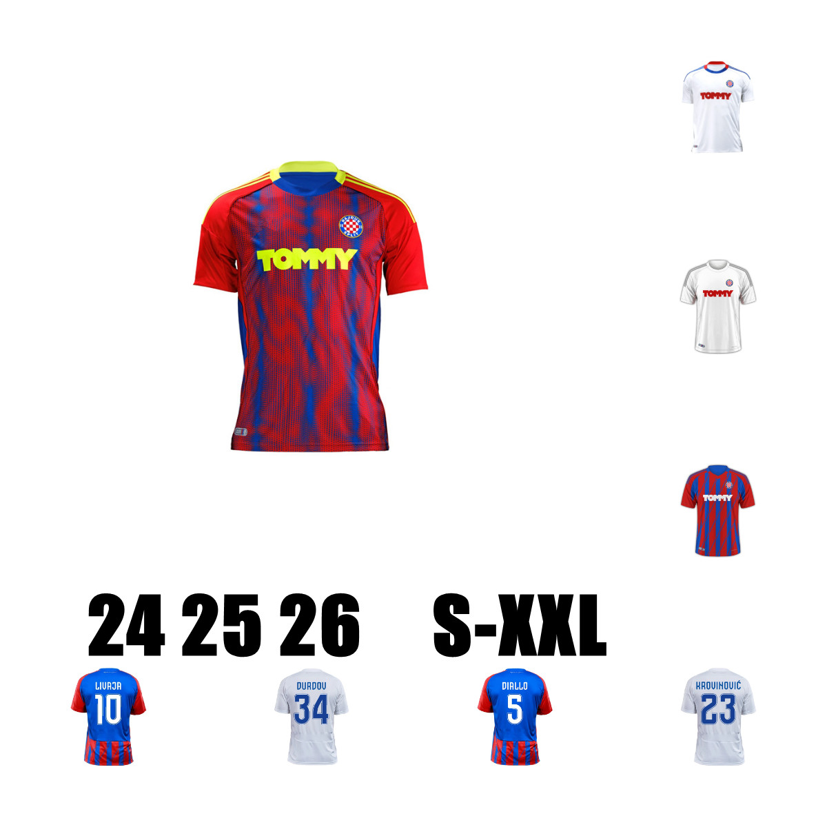24 25 26 Hajduk Split soccer jerseys TRAJKOVSKI KROVINOVIC home away 2025 2026 Simic LIVAJA Vuskovic BLUK EDUOK men football shirts KALIK SIGUR DURDOV maillot de foot