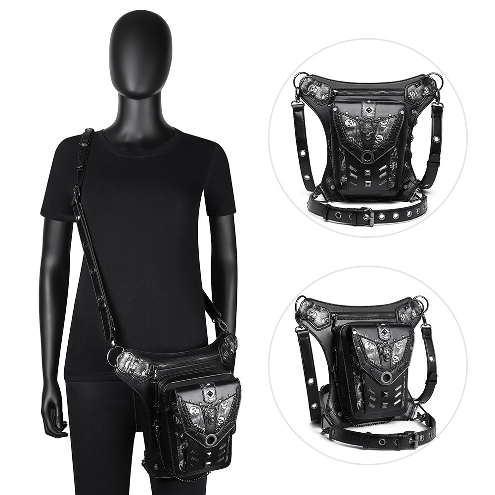 New Style Women Punk Chain Skull Motorcycle Women's Single Shoulder Crossbody Waist Bag for Men ddmymoon
