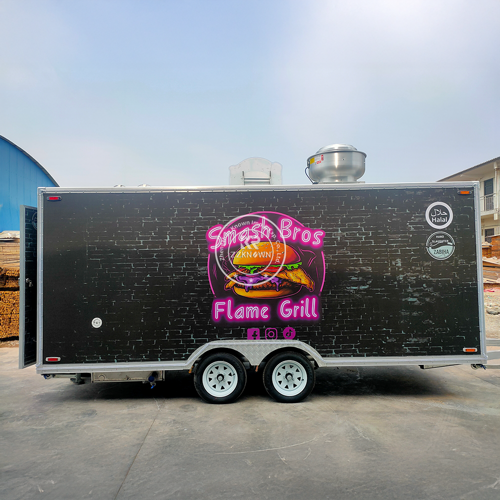European Standard Mobile Fast Food Truck Coffee And Ice Cream Cart Street Fast Food Trailer With Full Kitchen