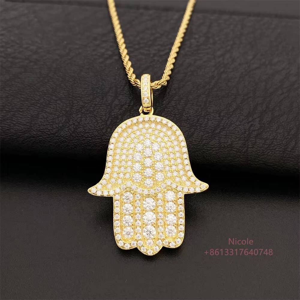 Hot Sale Fashion Bling Diamond Gemstone Fine Jewelry Pendants Charms Moissanite Hip Hop Gold Pendants