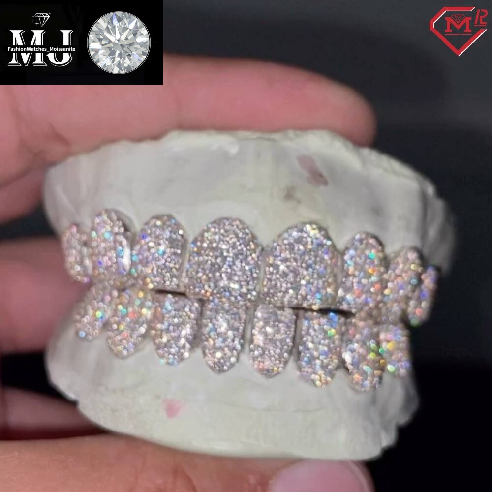 Iced Out Hip Hop Dia Teeth Rappers Top 8 Bottom Gold Plated Sterg Sliver Custom Vvs Moissanite Grillz