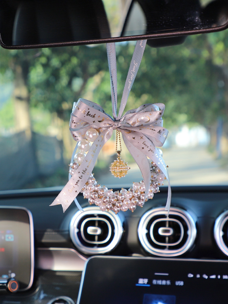 Car Hanging Ornament 2025 High-End Pearl Car Interior Rearview Mirror Pendant Aromatherapy Car Decoration Gift for Women 250728