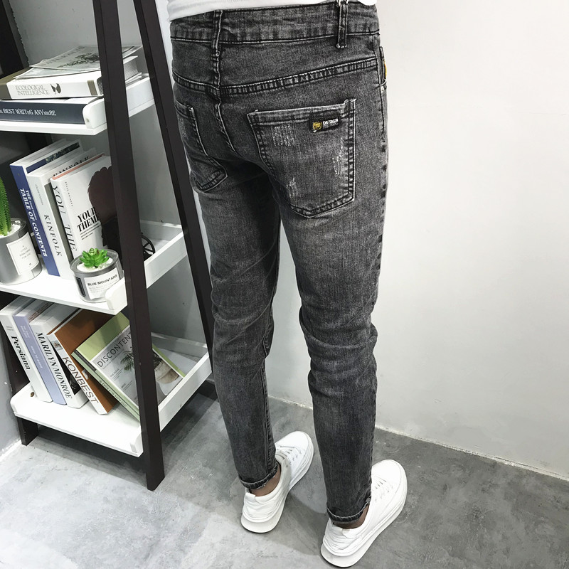 free shipping designer pants for man Slim fit ripped ankle pants