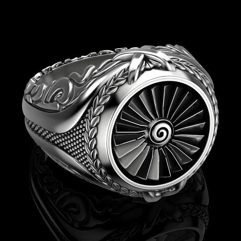 925 Sterling Silver Ring Punk Gear Mens 18K Gold Ring Party Wedding Glamour Jewelry Gift 250723