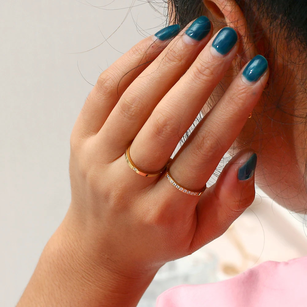 E.B.belle Classic Zircon 18K gold plated rings for women stainless steel womens jewelry elegant Finger Decoration 250723