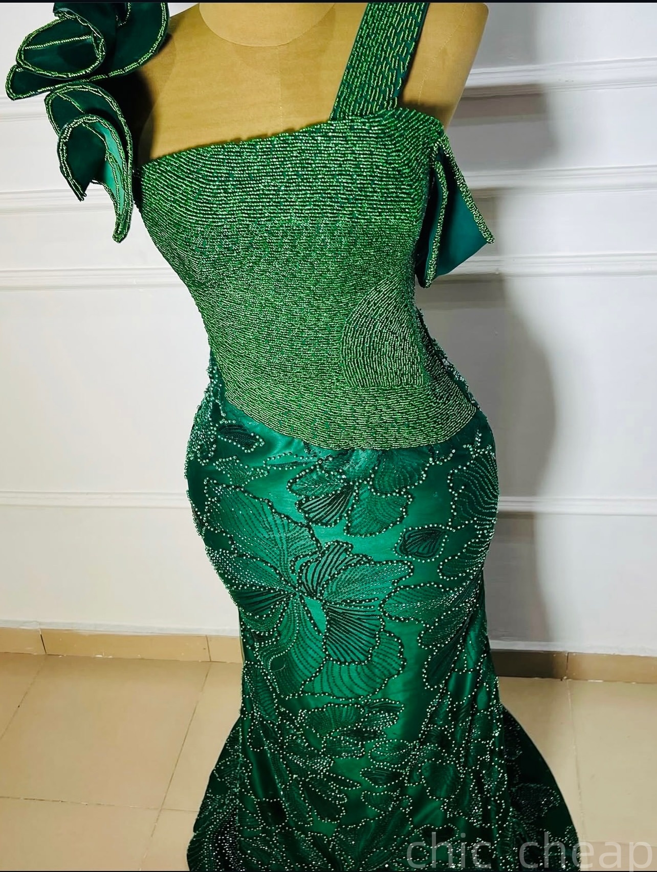 Dark Green Mermaid Prom Dresses 2025 Beaded Spaghetti Sequined Evening Formal Party Second Birthday Engagement Gowns Plus Size Dress For Special Occas